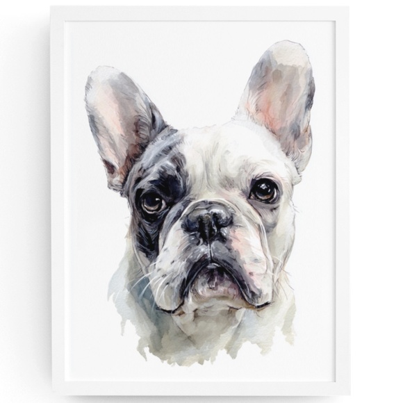 Watercolor French Bulldog Pet Portrait Wall Art Print Poster Unframed - Cute Dog - Picture 1 of 6